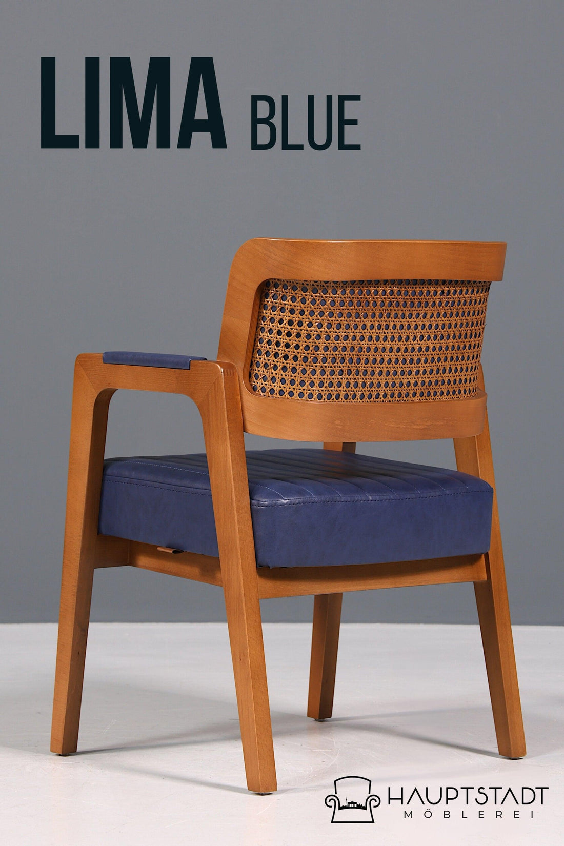 Noble armchair &quot;Lima&quot; dining room chair with wickerwork in blue upholstered chair armchair secretary chair