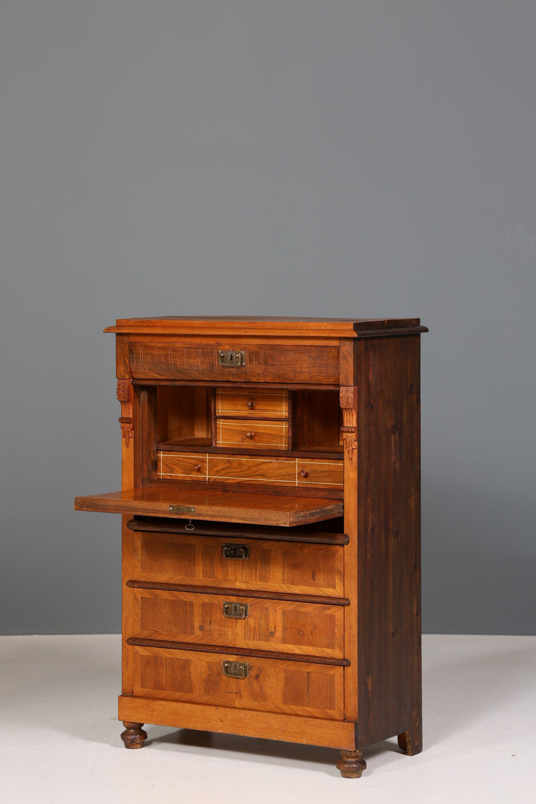 Beautiful Gründerzeit Secretary Vertiko Highboard Louis Philippe Chest of Drawers around 1880