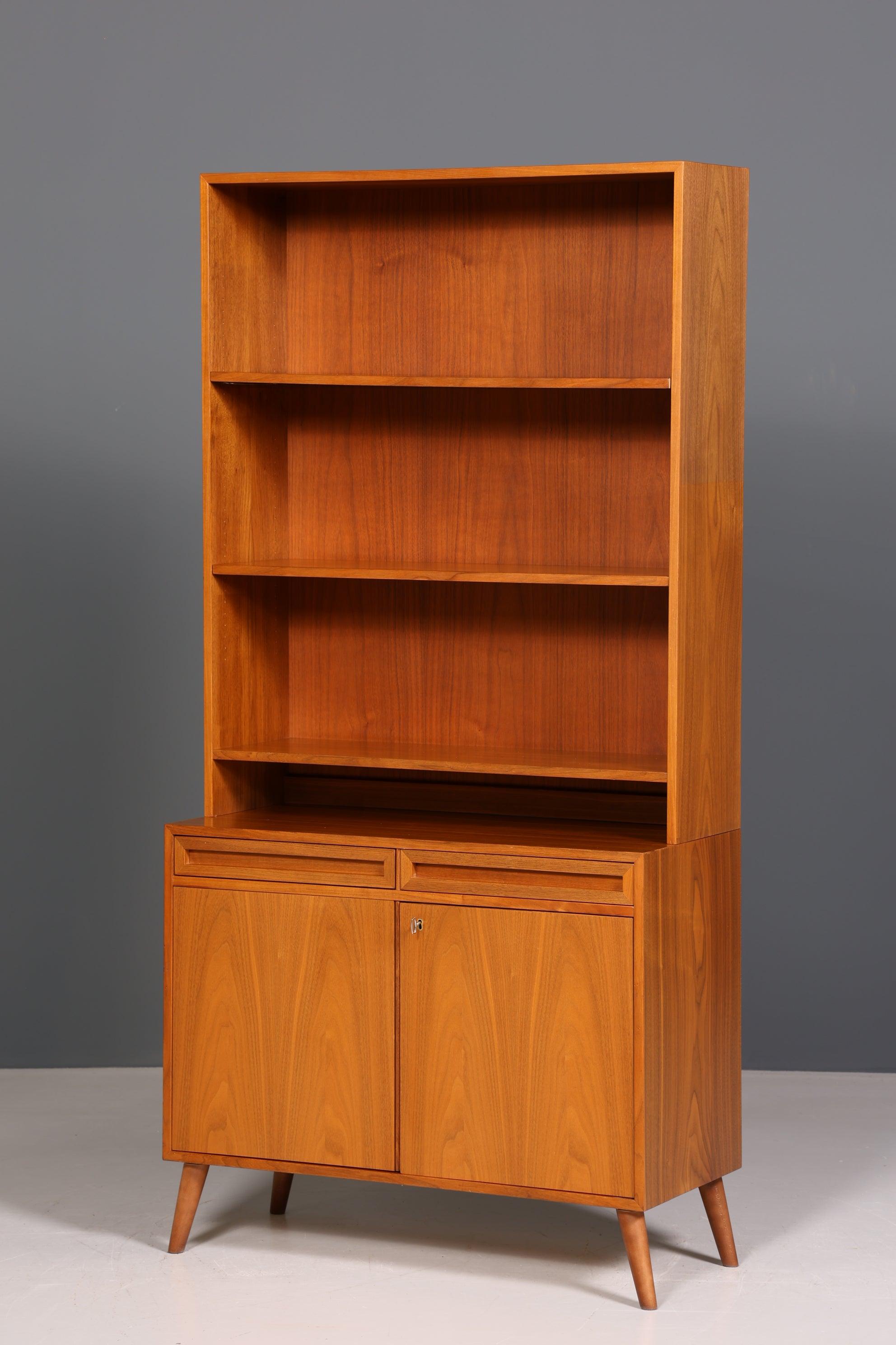 Mid Century Bookcase Danish Design Teak Wood Cabinet Retro Chest of Drawers &quot;Made in Denmark&quot; Shelf 60s