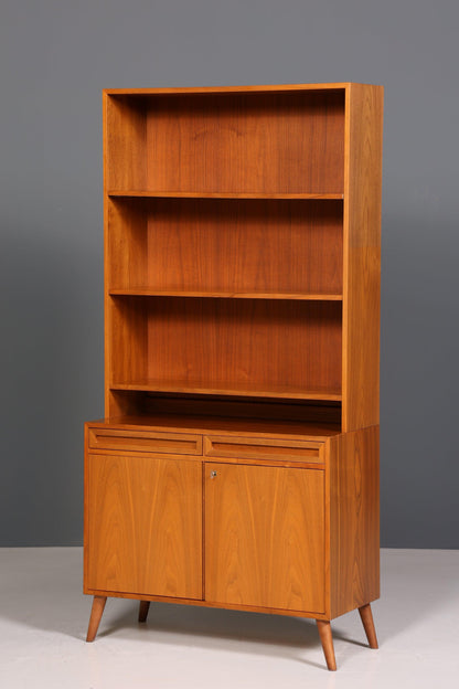 Mid Century Bookcase Danish Design Teak Wood Cabinet Retro Chest of Drawers &quot;Made in Denmark&quot; Shelf 60s