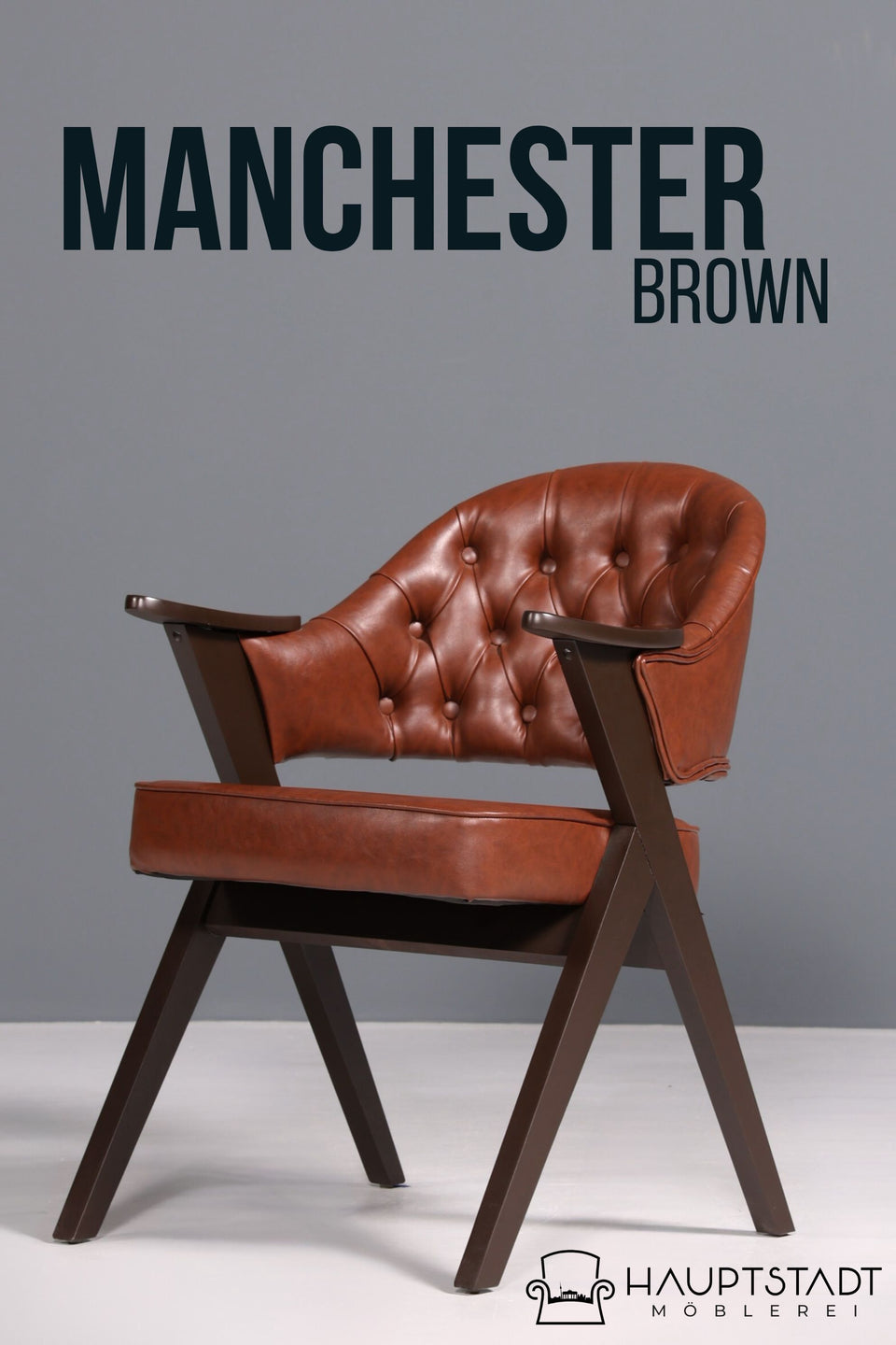 Luxuriöser "Manchester Brown" Stuhl Armlehnstuhl Bürostuhl Chesterfield Stil Esszimmerstuhl Lounge Stuhl