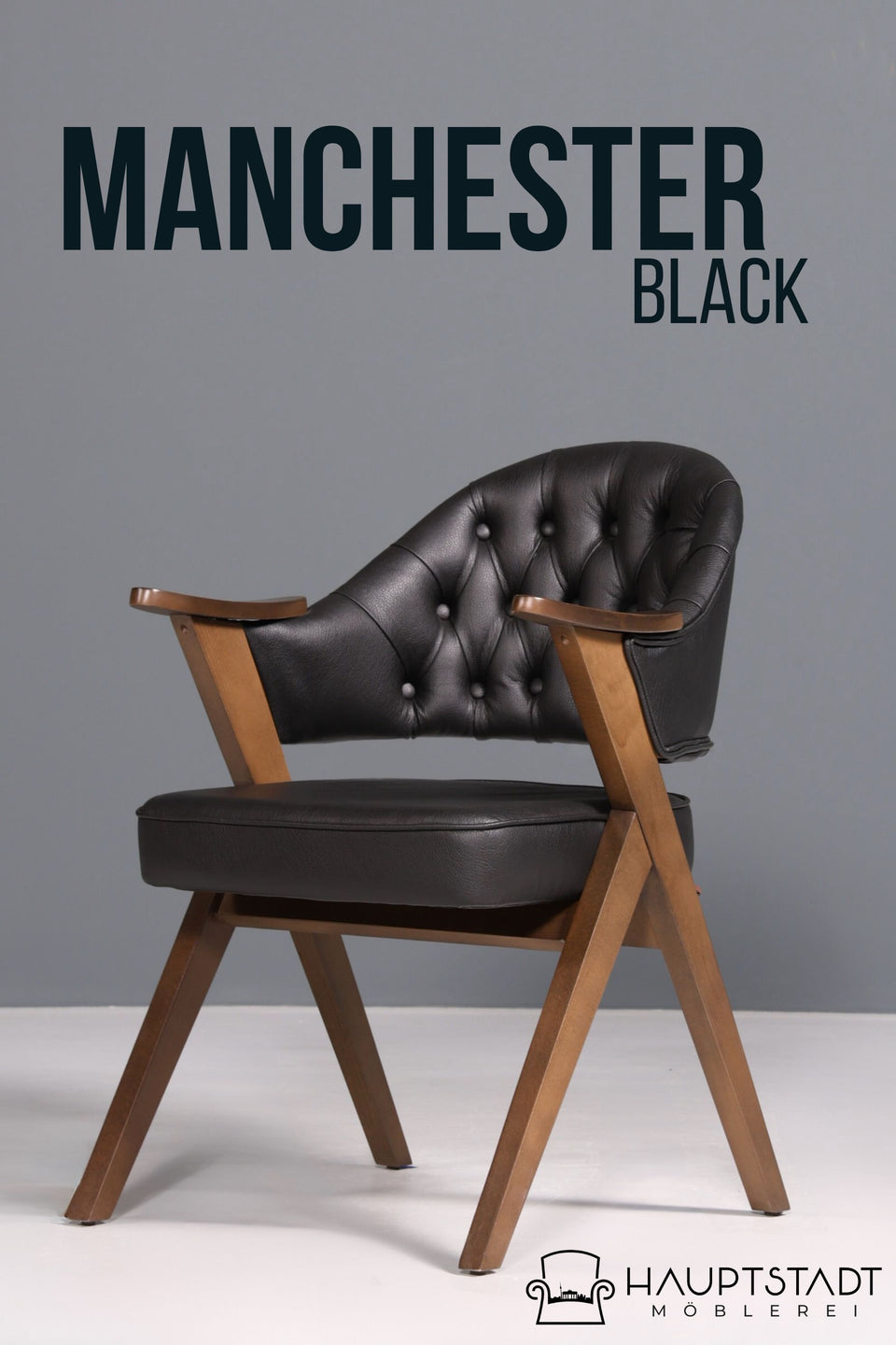 Luxuriöser "Manchester Black" Stuhl Chesterfield Stil  Bürostuhl Esszimmerstuhl Lounge Stuhl