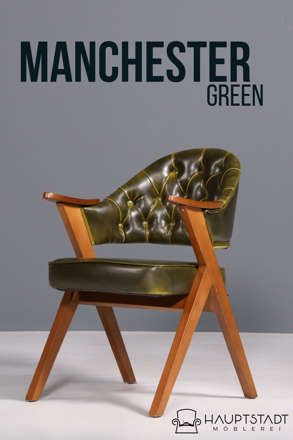 Luxuriöser "Manchester Green" Stuhl Bürostuhl Esszimmerstuhl Lounge Stuhl im Chesterfield Design