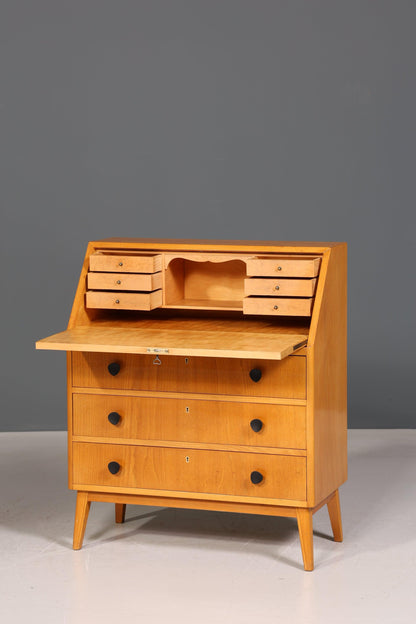 Beautiful Mid Century Secretary around 1960 Writing Furniture Real Wood Office Chest of Drawers