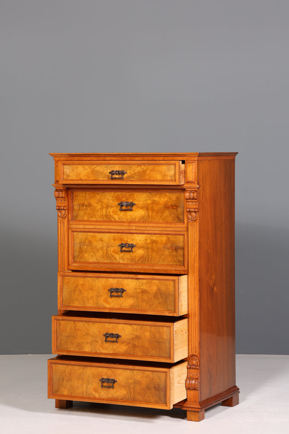 Wunderschöner Gründerzeit Sekretär Vertiko Nussbaum Highboard Louis Philippe Kommode um 1880