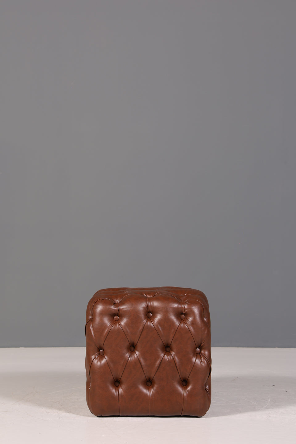 Elegant Chesterfield style stool footstool UK brown light