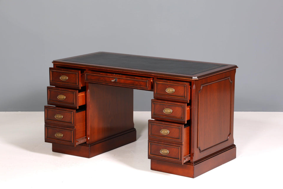 Beautiful English desk real leather office table antique style office desk