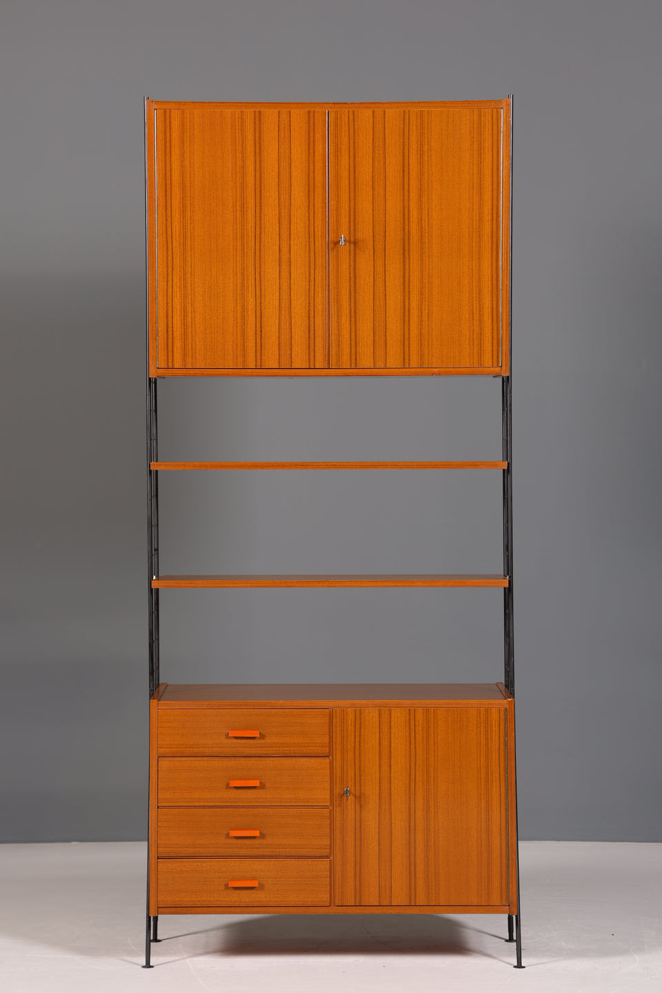 Wunderschönes Mid Century String Regal Modular Bücherregal Regalwand Schrank Kommode 60s