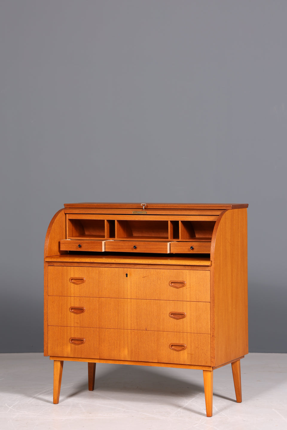 Traumhafter Mid Century Rollladen Sekretär Danish Design echt Holz Rollladen Kommode