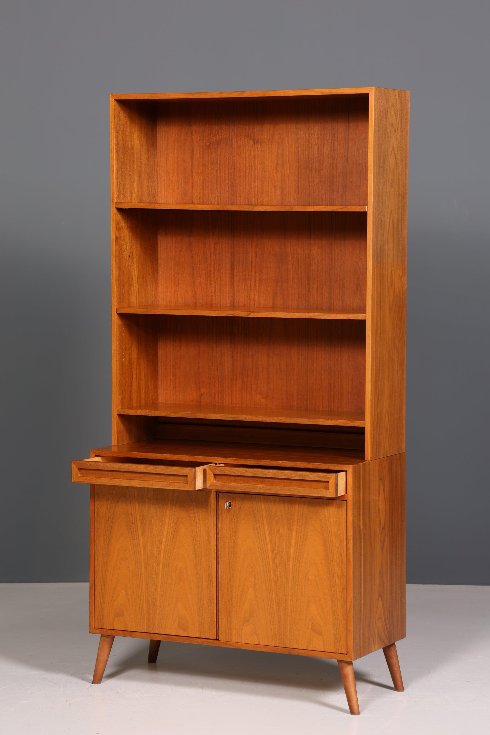 Mid Century Bookcase Danish Design Teak Wood Cabinet Retro Chest of Drawers &quot;Made in Denmark&quot; Shelf 60s