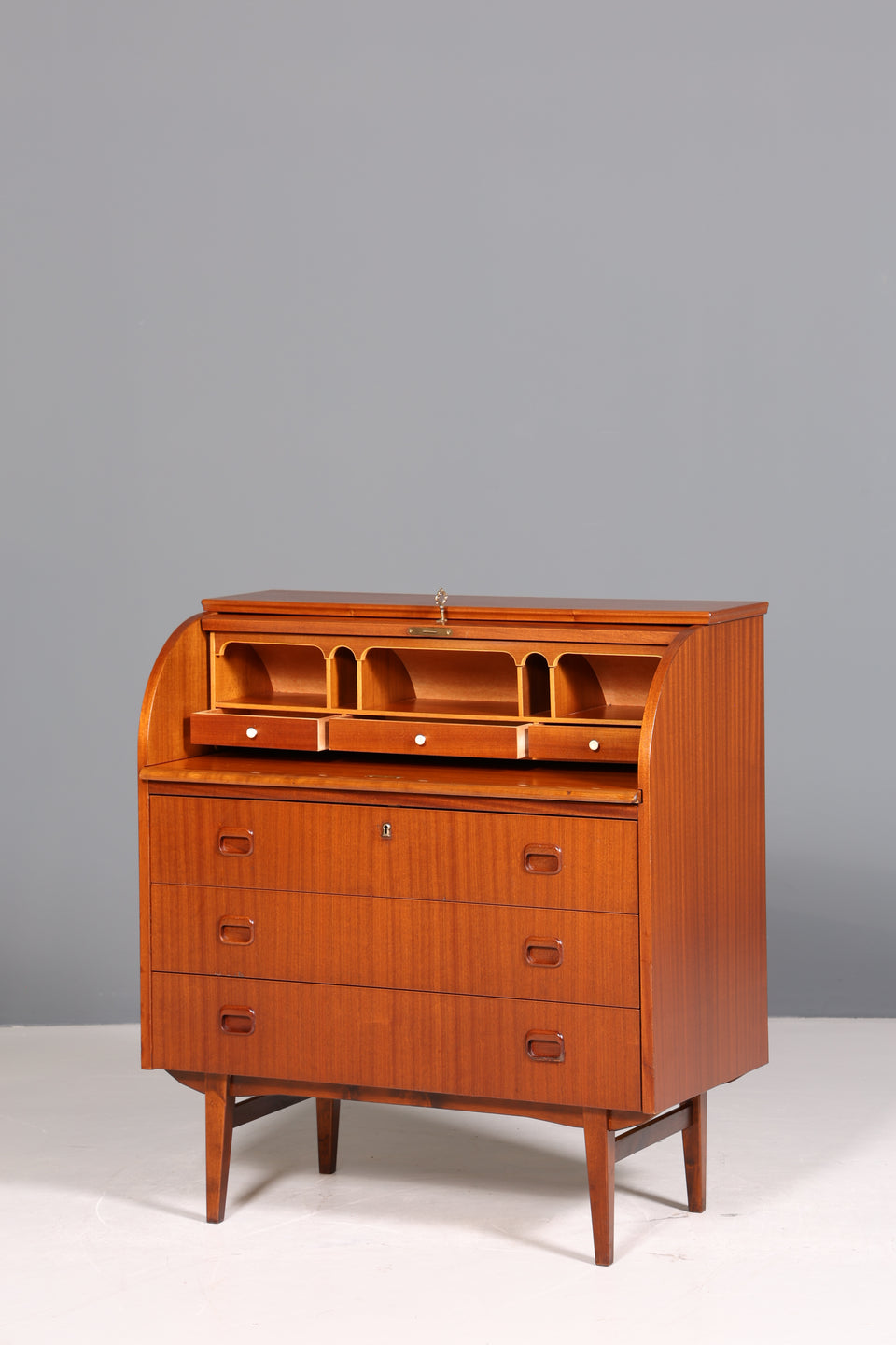 Wunderschöner Mid Century Rollladen Sekretär Danish Design Schreibtisch echt Holz  Schrank