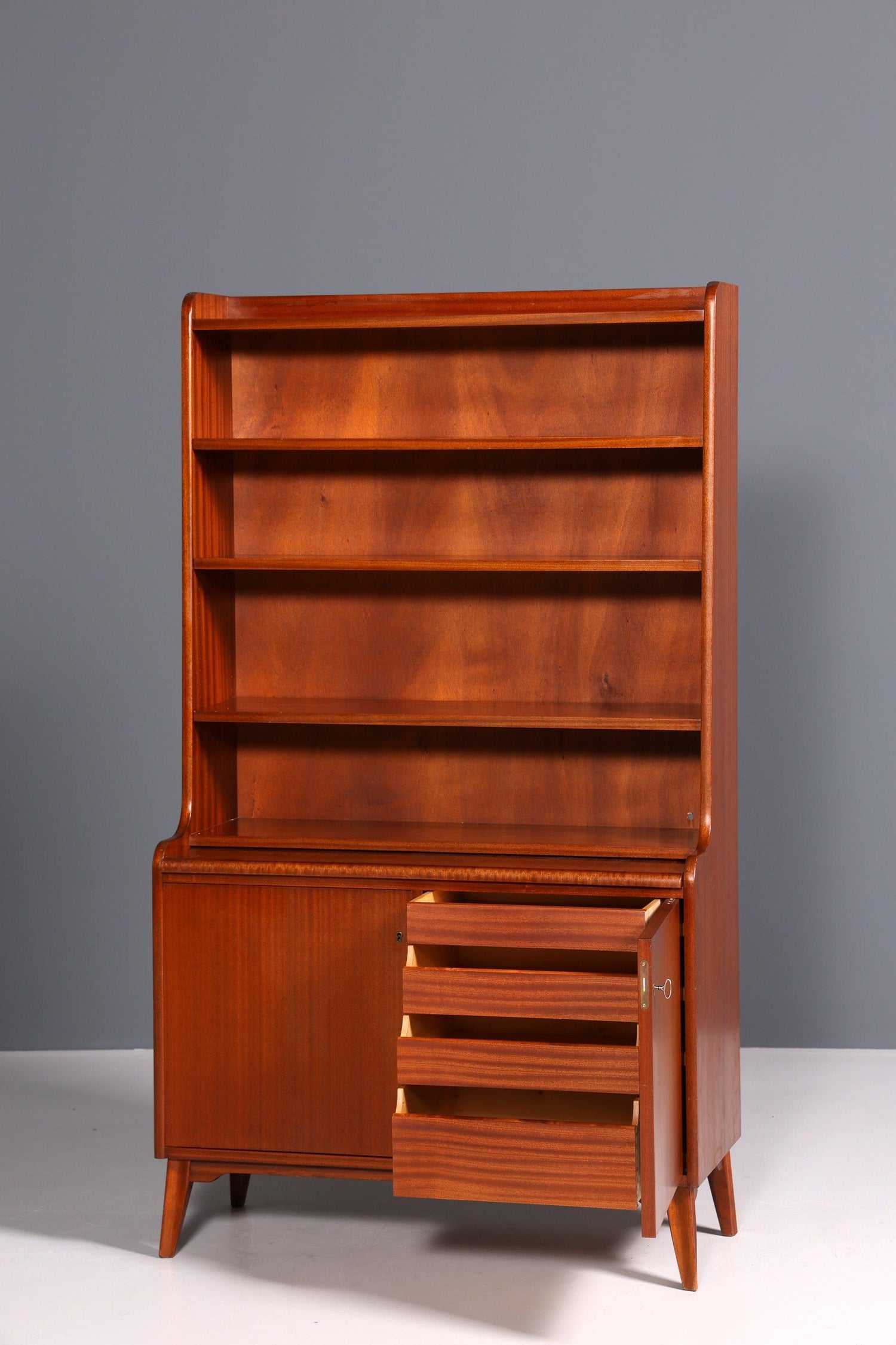 Wunderschöner Mid Century Schrank Bücherregal Vintage Highboard Retro Sekretär Holz Regal 60er Jahre