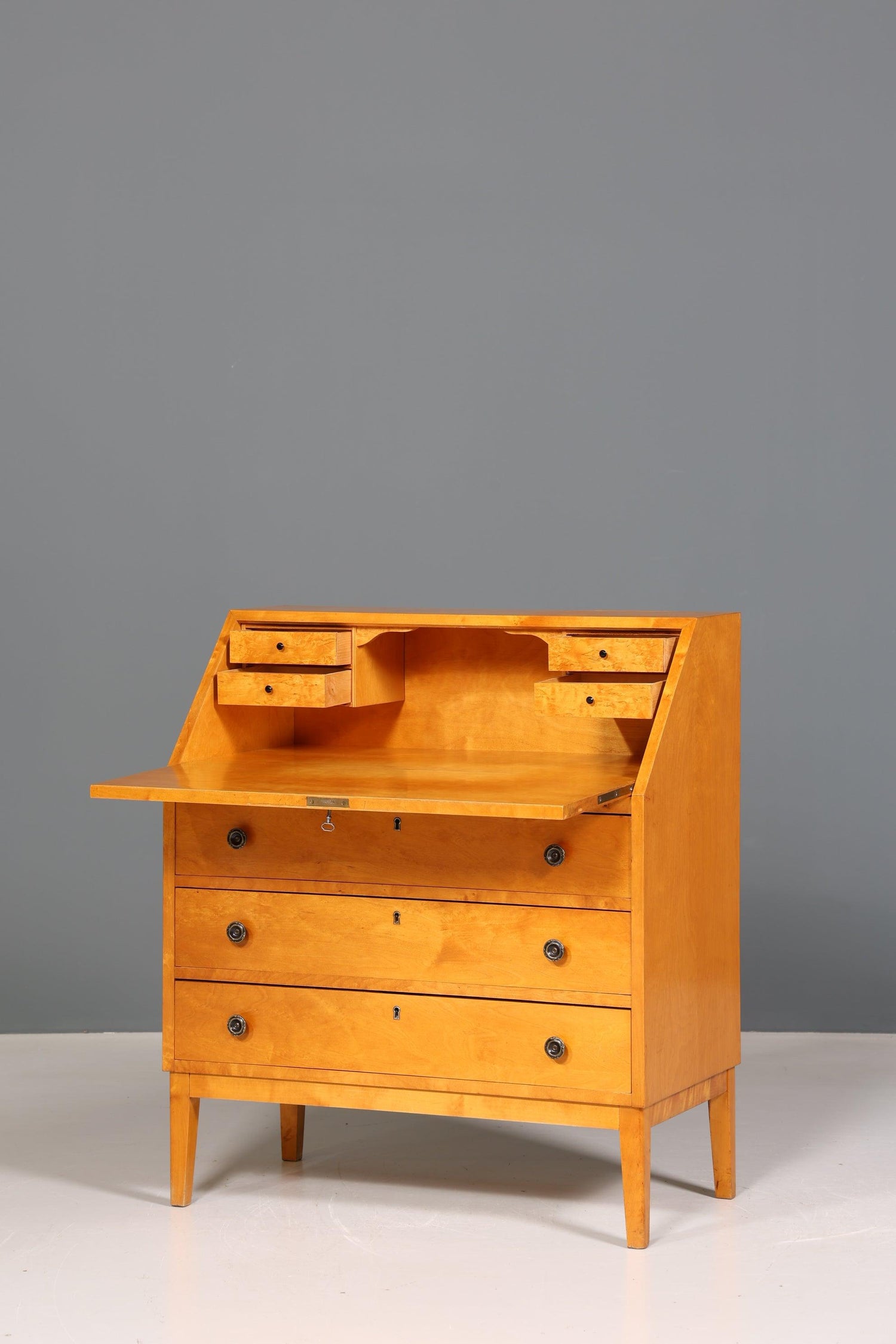 Dreamlike secretary in Biedermeier style around 1940 writing furniture real wood office chest of drawers