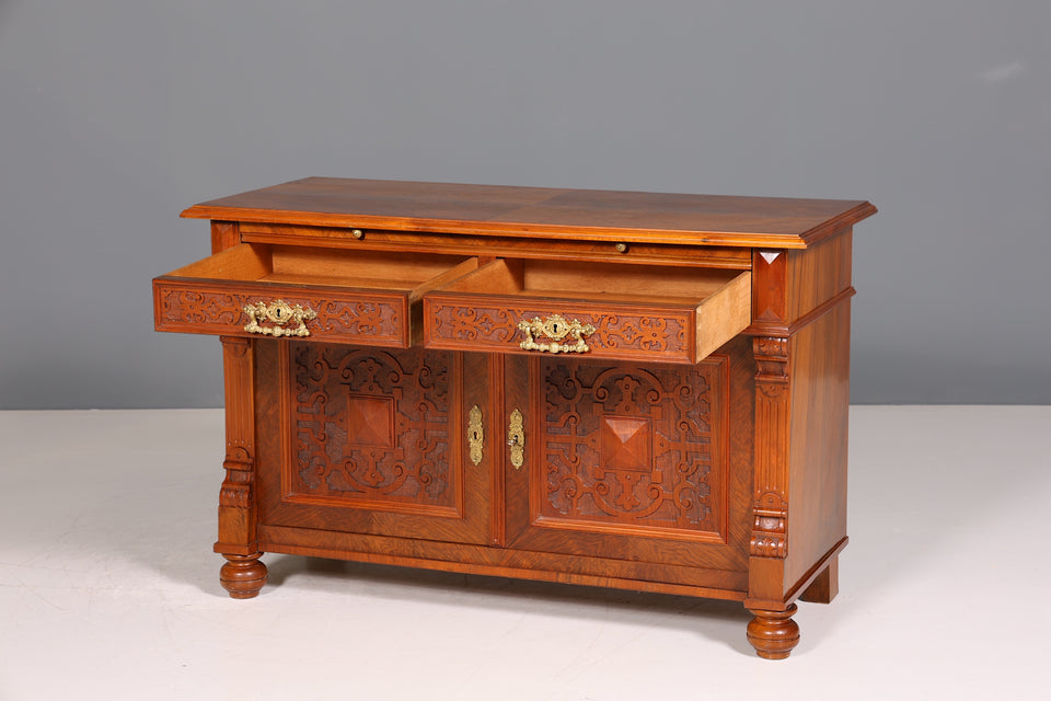 Wunderschöner Gründerzeit Schrank Antik Nussbaum Kommode um 1890 Sideboard