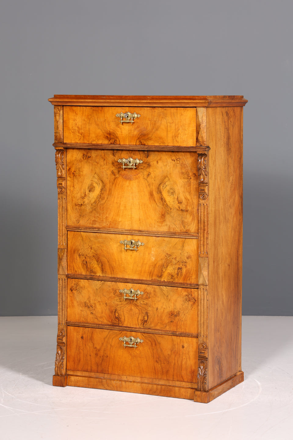 Stilvoller Gründerzeit Sekretär Vertiko Highboard Louis Philippe Kommode um 1880