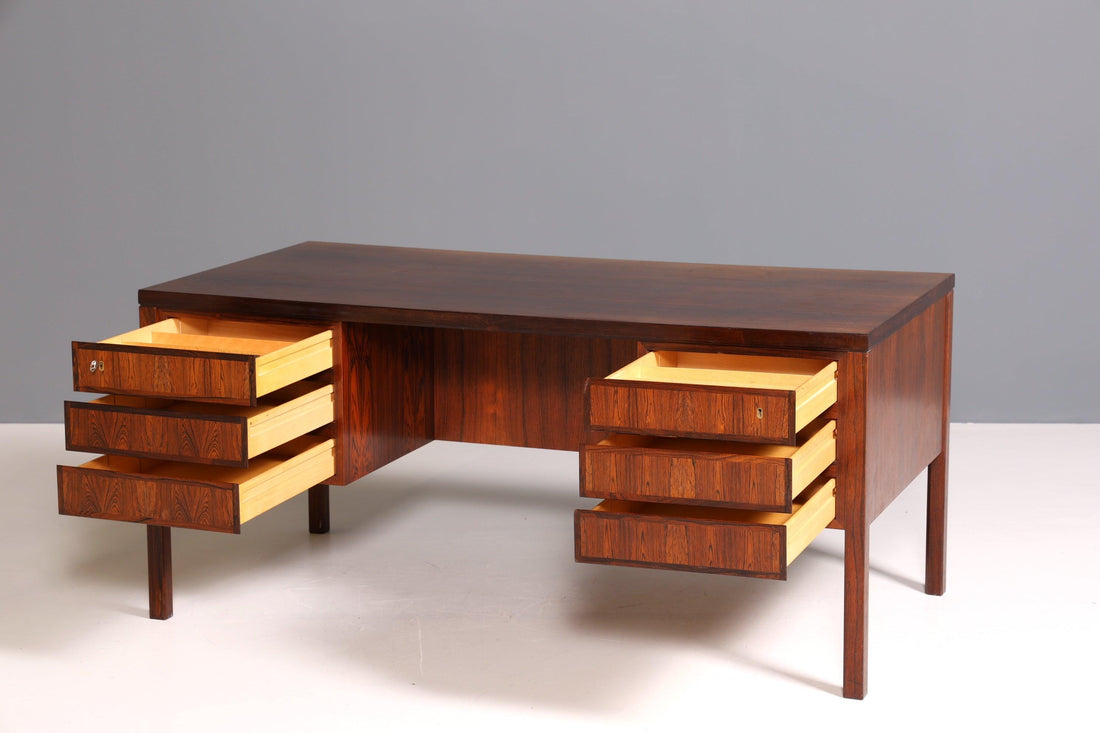 Rare mid-century desk made of rosewood wood &quot;Model 77 by Gunni Omann for Omann Jun Møbelfabrik&quot; 1960s