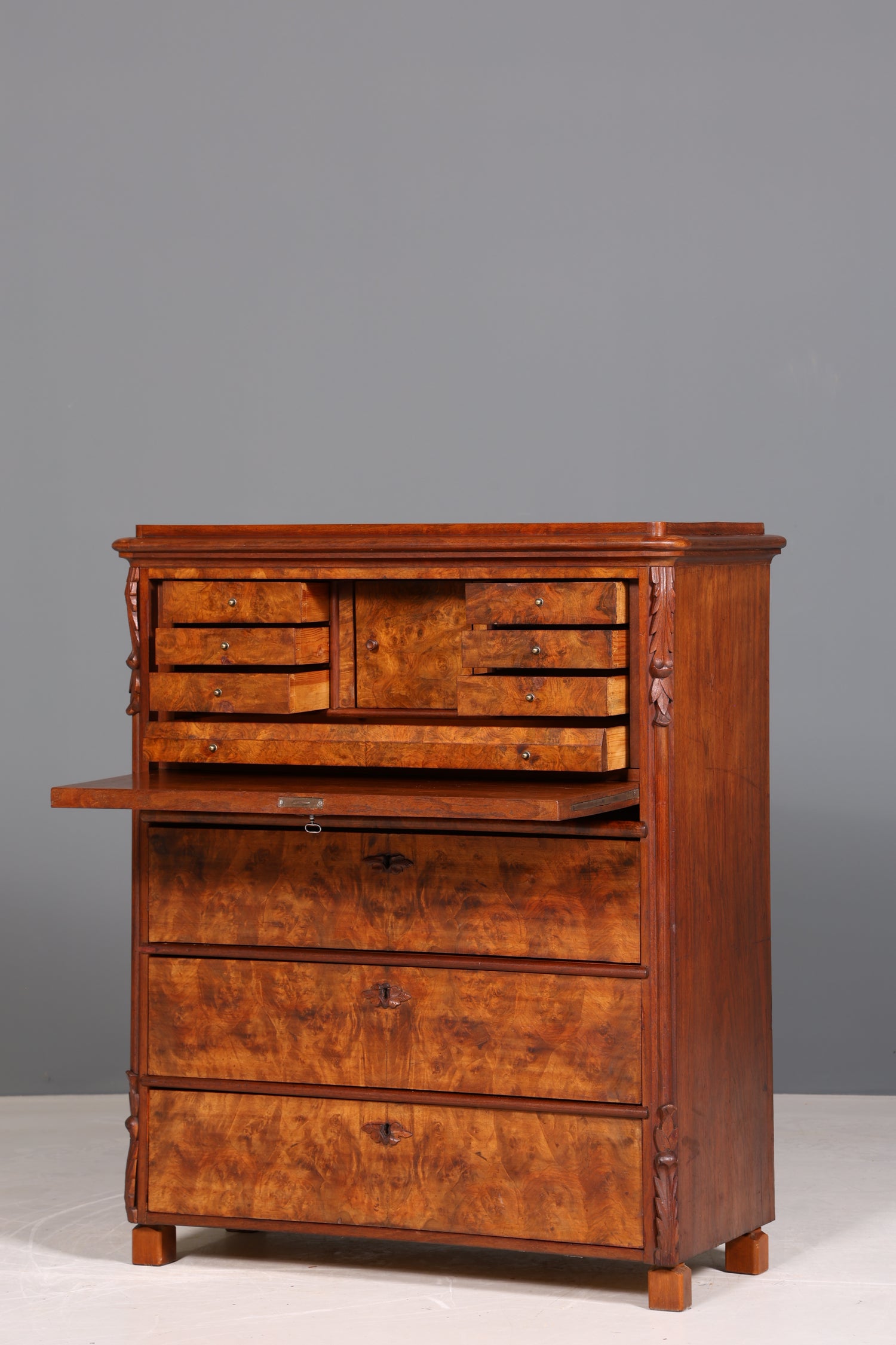 Stylish Louis Philippe Secretary Vertiko Wilhelminian style chest of drawers around 1880 desk