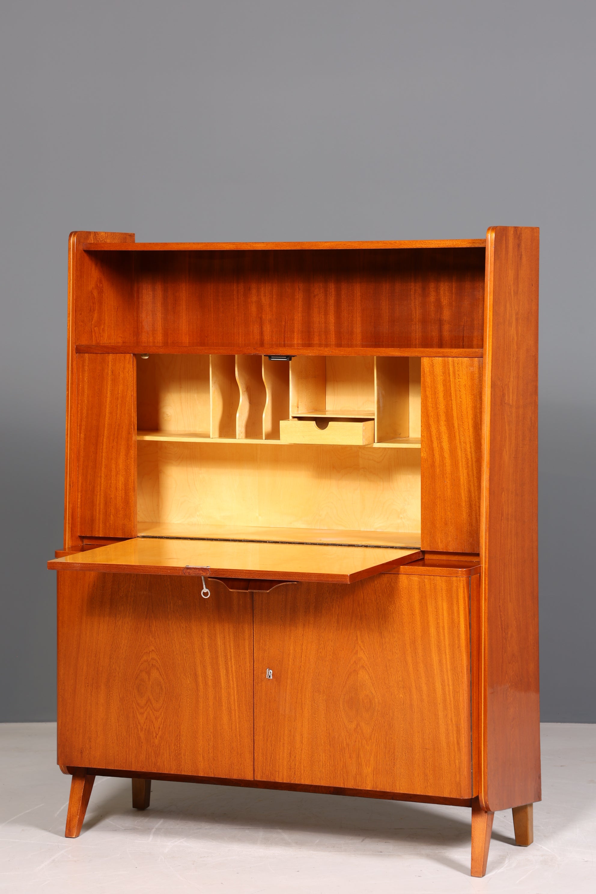 Wunderschöner Mid Century Schrank František Jirák für Tatra Nabytok Sekretär Bücherregal Retro Highboard Vintage Regal 60s