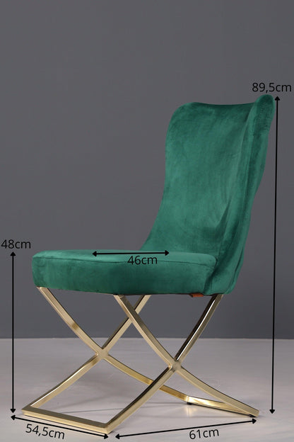 Elegant Chesterfield dining room chair &quot;Valencia&quot; in green gold 