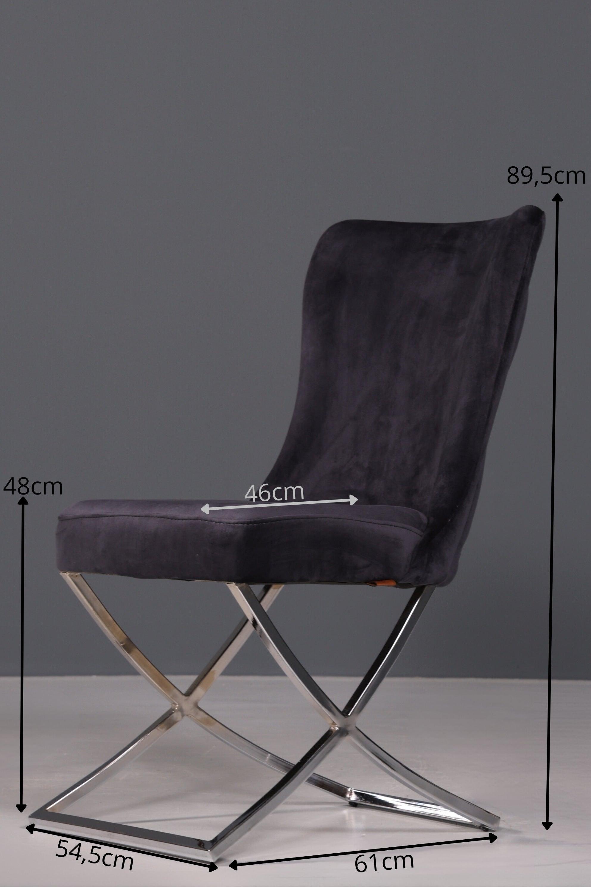 Elegant Chesterfield dining chair &quot;Valencia&quot; in anthracite chrome 