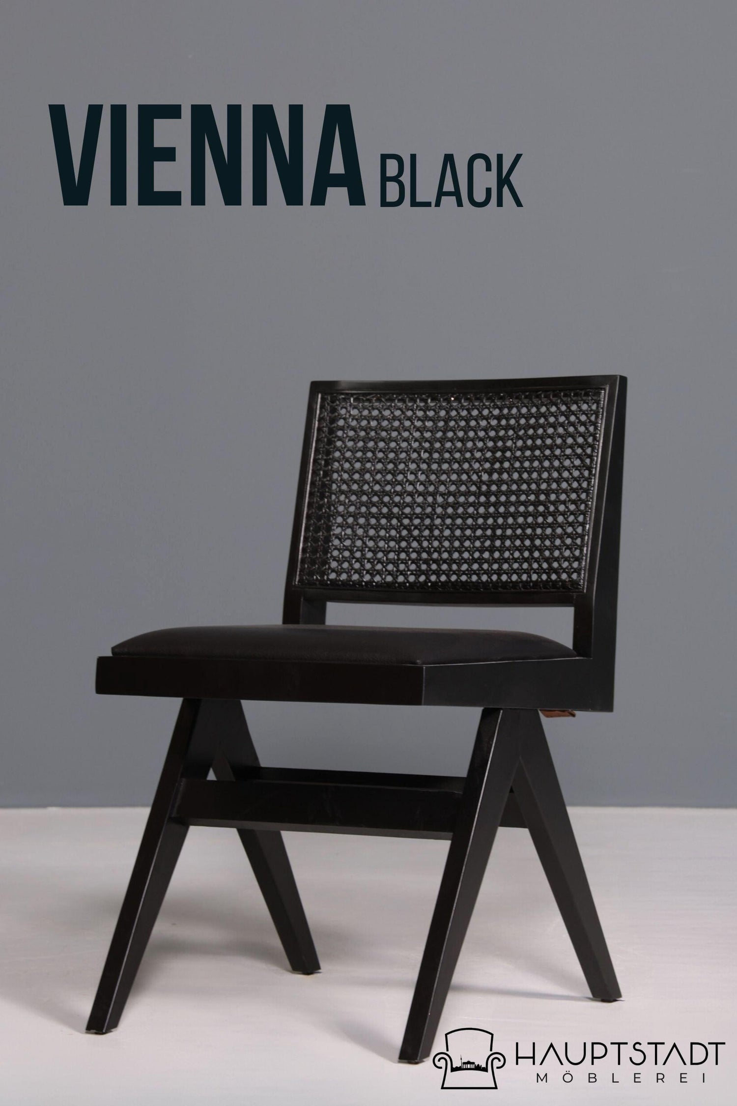 Sehr edler Korbgeflecht Stuhl &quot;Vienna Black&quot; schwarzer Bauhaus Relax Lounge Chair Küchenstuhl Sekretär Stuhl