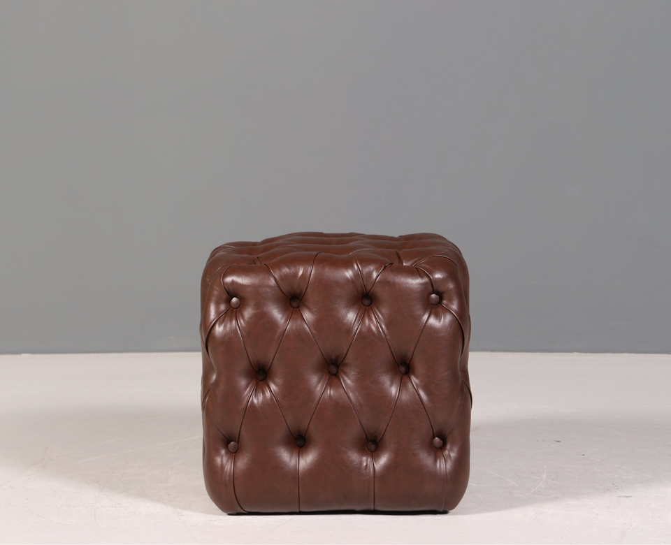 Elegant Chesterfield style stool footstool UK brown