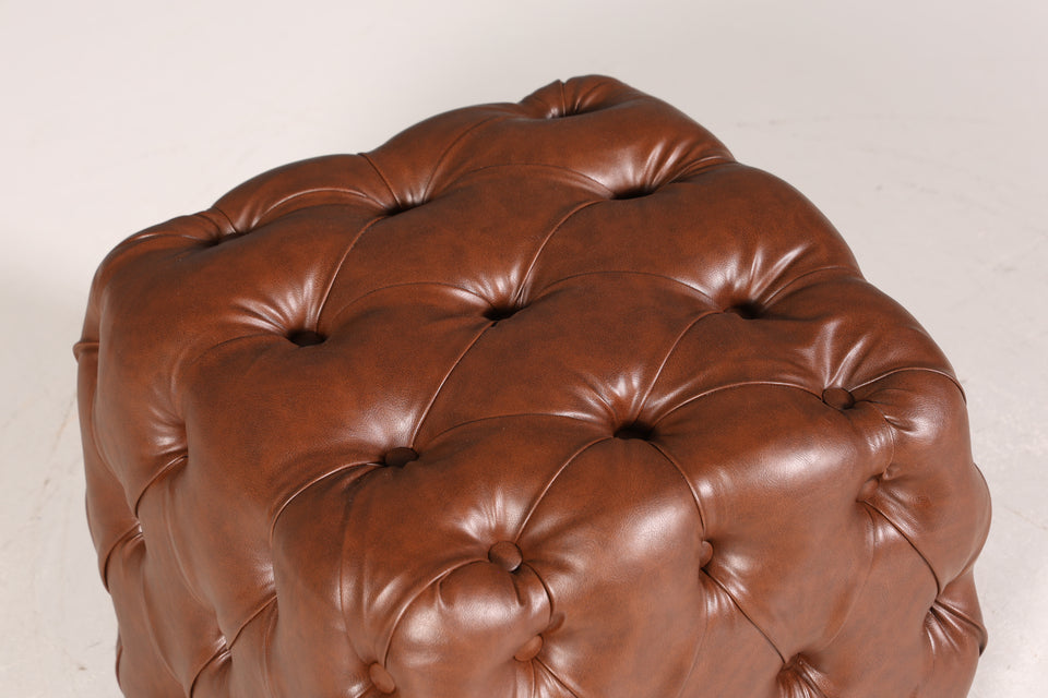 Elegant Chesterfield style stool footstool UK brown light