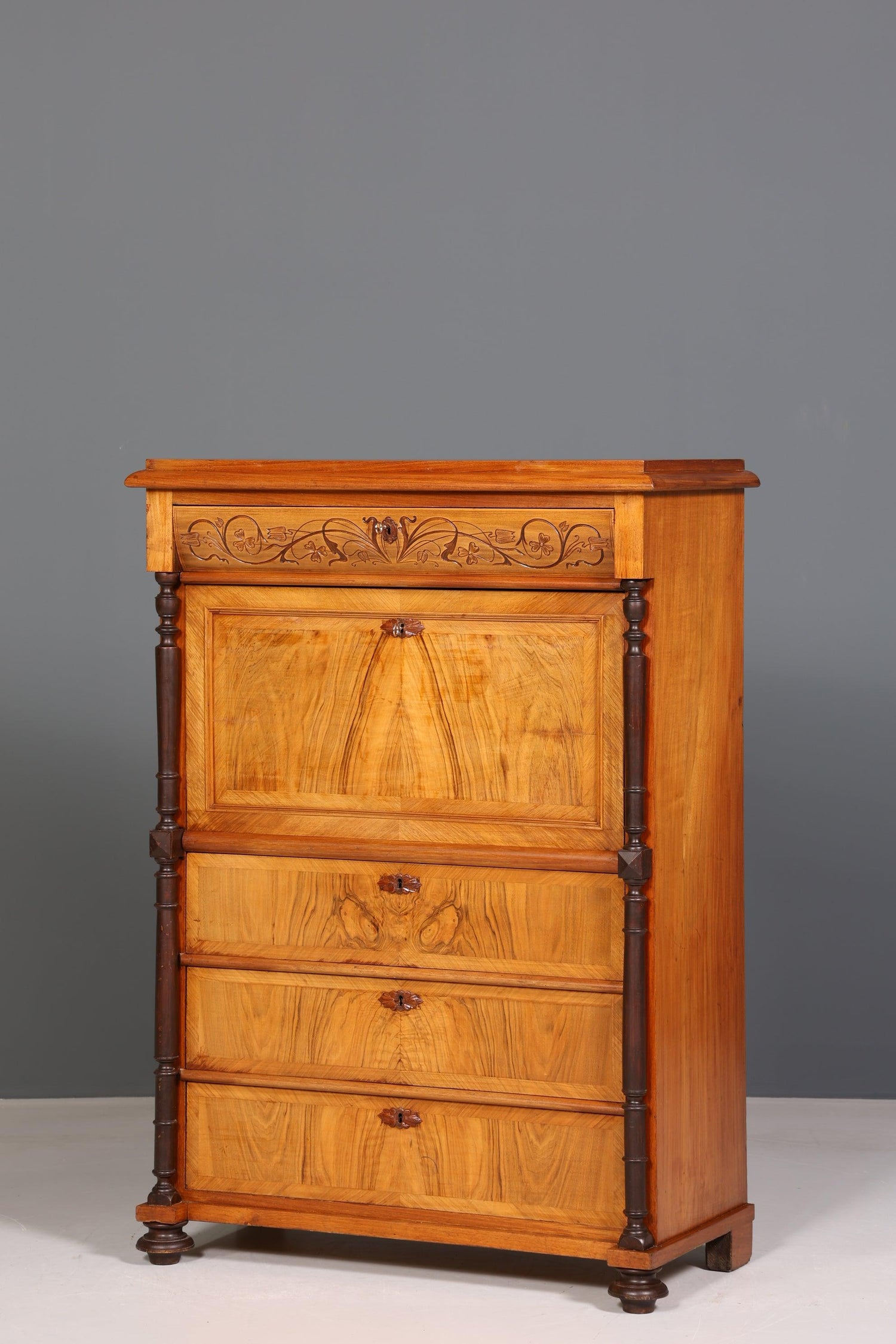 Stylish Wilhelminian style secretary Vertiko Art Nouveau highboard Louis Philippe chest of drawers around 1880