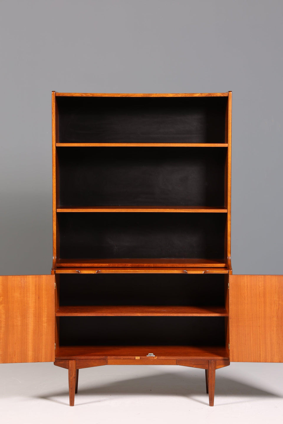 Beautiful Mid Century Shelf Highboard Teak Wood Hugo Troeds Bookcase 50s 60s Secretary Cabinet