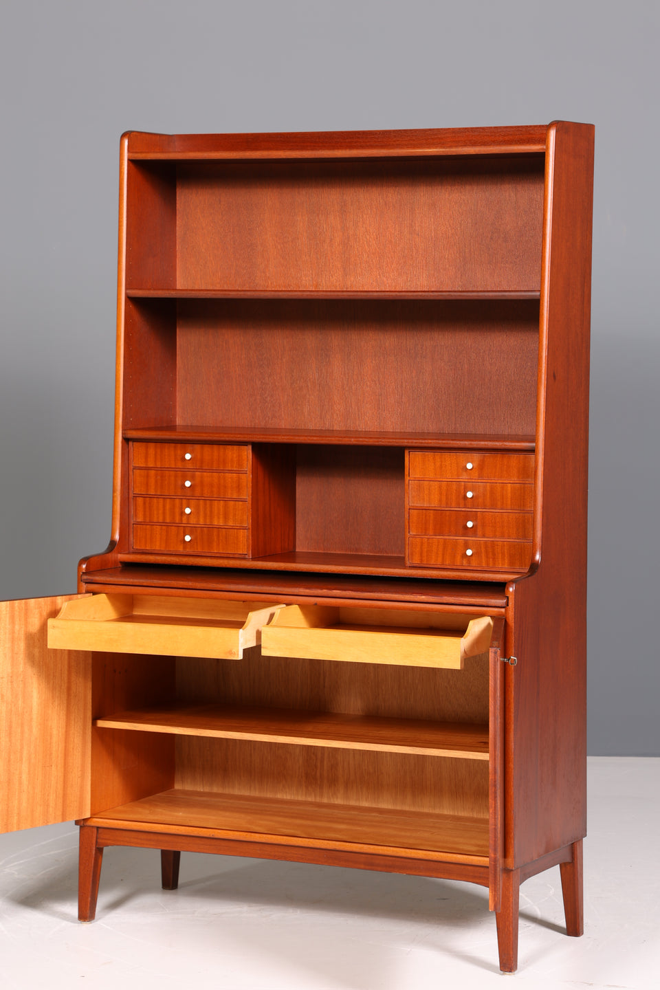 Stilvoller Mid Century Schrank Bücherregal Vintage Sekretär Highboard Holz Regal Bookshelf