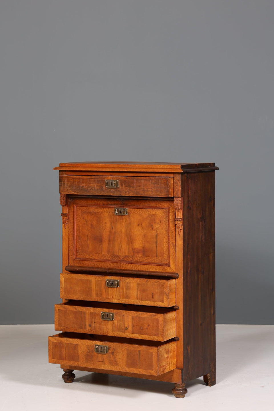 Beautiful Wilhelminian style secretary Vertiko highboard Louis Philippe chest of drawers around 1880