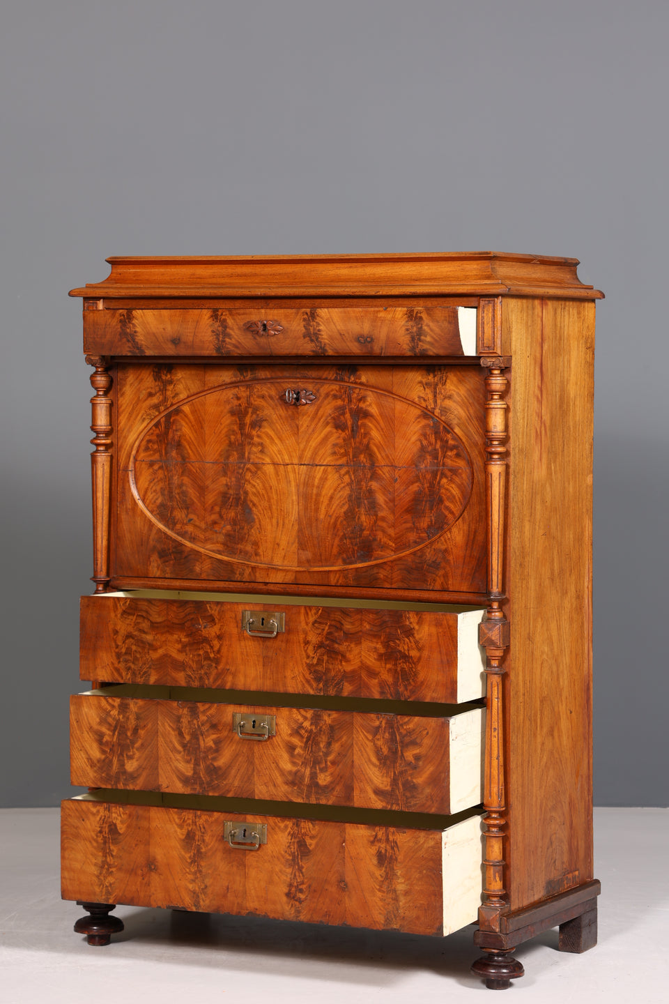 Stilvoller Gründerzeit Sekretär Vertiko Highboard Louis Philippe Kommode Schrank um 1880