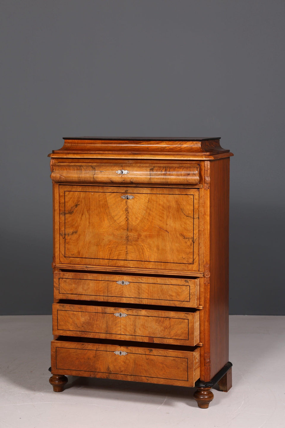 Noble Louis Philippe Secretary Biedermeier Vertiko Art Nouveau Antique Chest of Drawers around 1880 Writing Chest