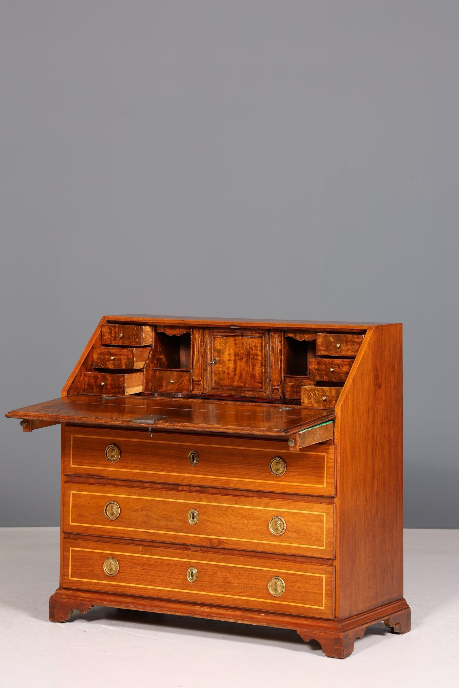 Beautiful English secretary real wood writing chest UK antique desk chest of drawers