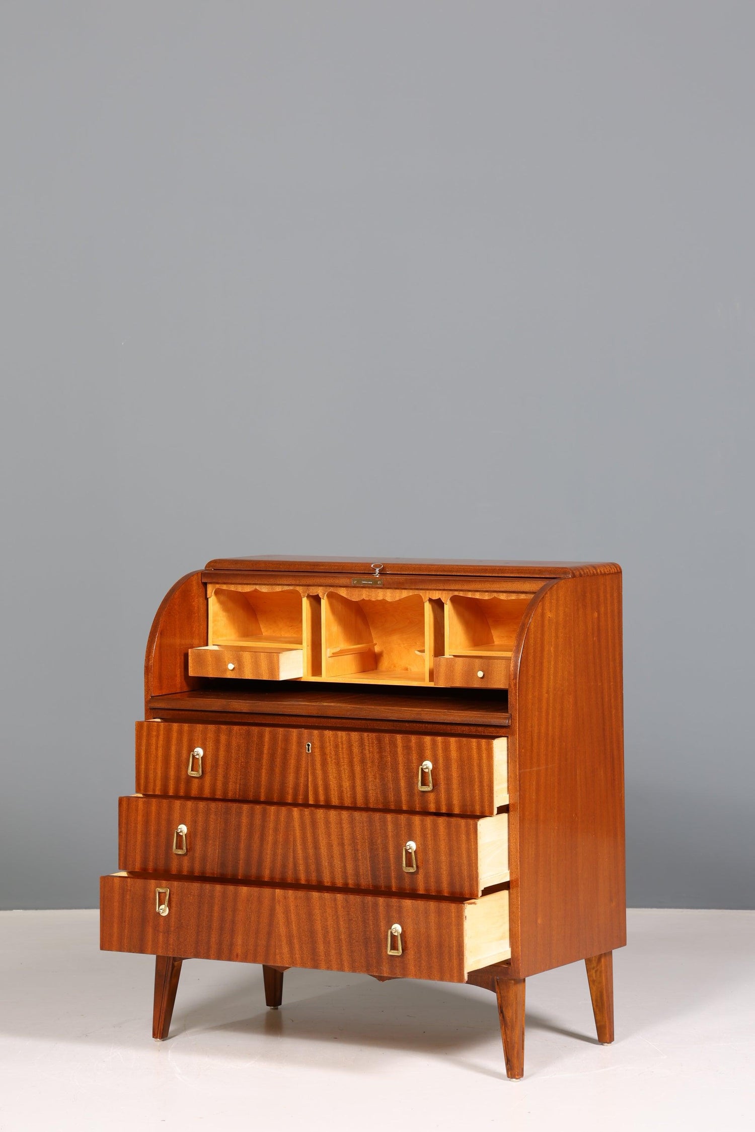 Beautiful Mid Century roller shutter secretary real wood cabinet office chest of drawers 60s