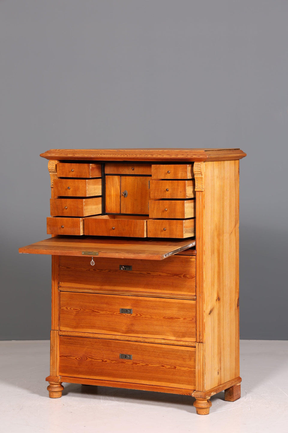 Beautiful Art Nouveau Secretary Vertiko Antique Softwood Chest of Drawers around 1890 Writing Chest