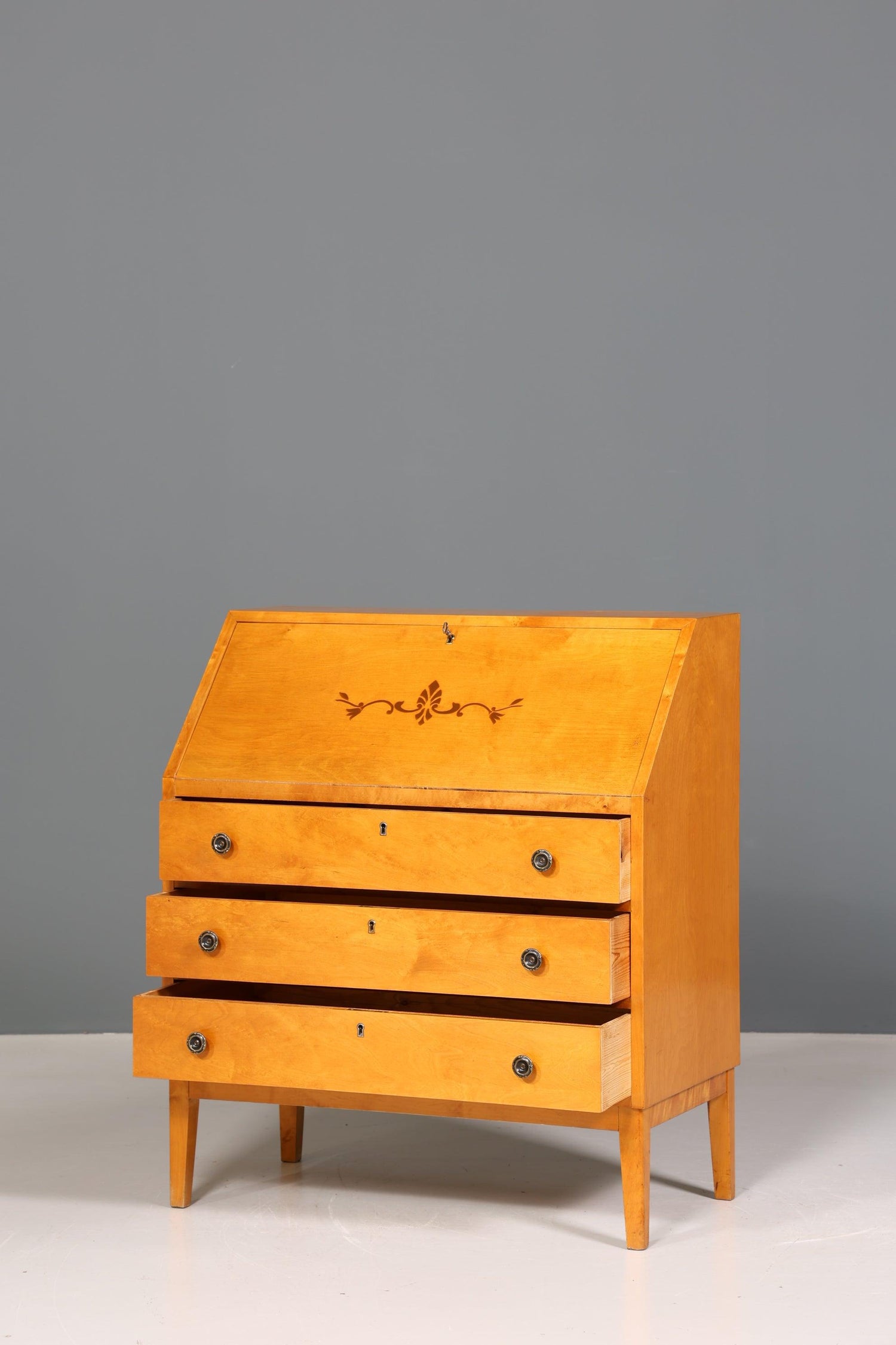 Dreamlike secretary in Biedermeier style around 1940 writing furniture real wood office chest of drawers