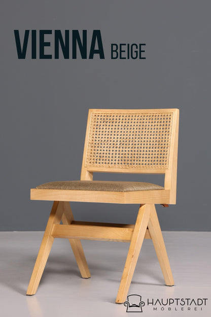 Edler &quot;Vienna Beige&quot; Stuhl Esszimmerstuhl mit Wiener Geflecht Korbgeflecht Schreibtischstuhl Lounge Stuhl