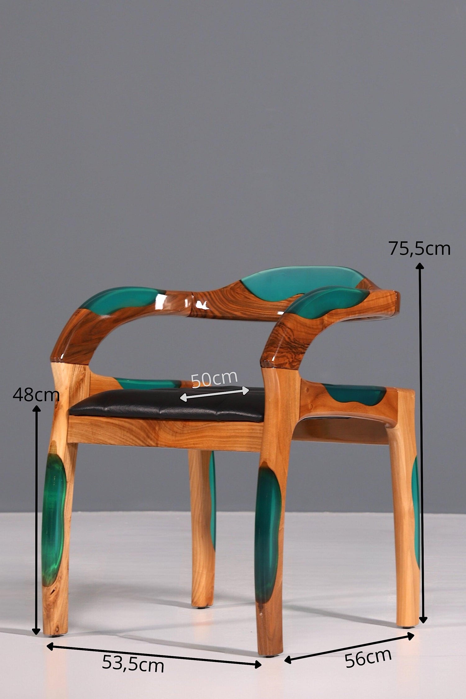 Epoxy armchair &quot;Arnson Plus Green&quot; epoxy resin armchair solid wood chair walnut secretary chair 