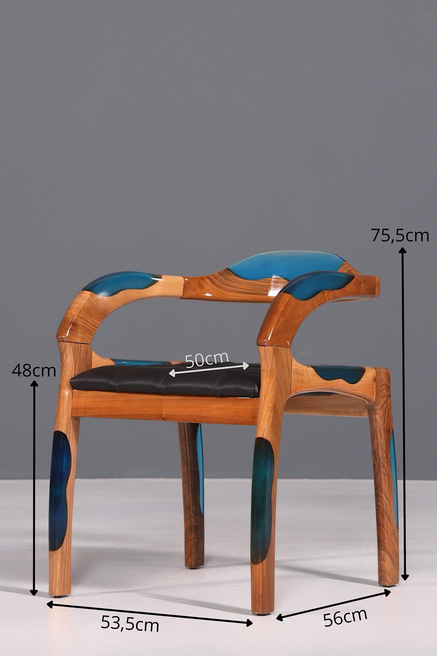 Epoxy armchair &quot;Arnson Plus Blue&quot; epoxy resin armchair solid walnut secretary chair 