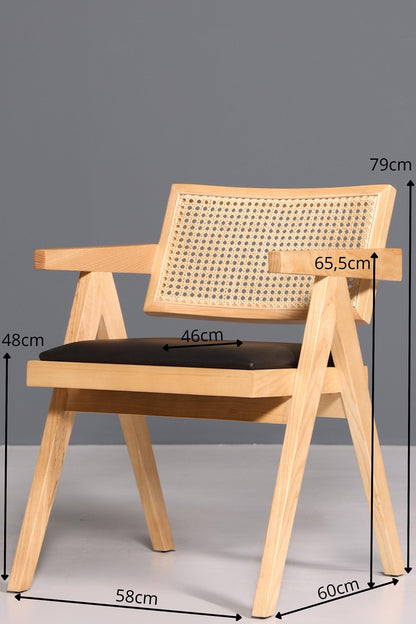 Sehr edler Korbgeflecht Stuhl &quot;Vienna Wood +&quot; Armlehnsessel Bauhaus Relax Lounge Chair Stuhl Esszimmer Stuhl Küchenstuhl