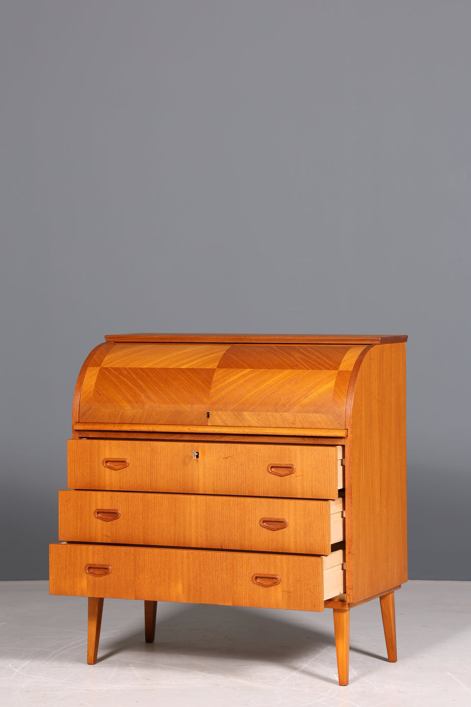 Traumhafter Mid Century Rollladen Sekretär Danish Design echt Holz Rollladen Kommode