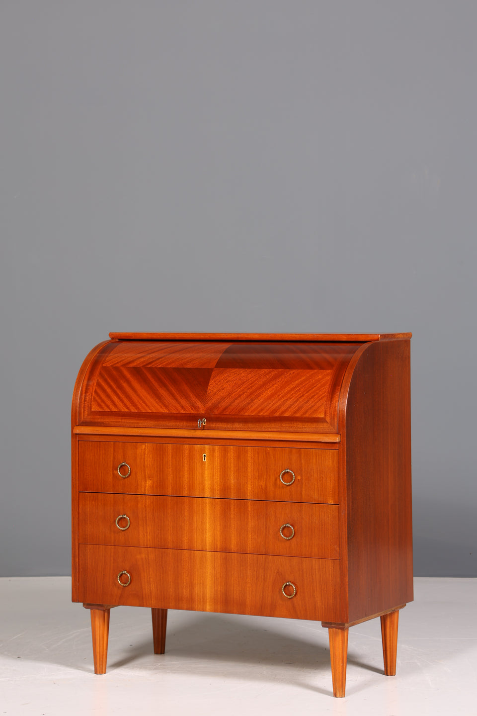 Stilvoller Mid Century Rollladen Sekretär echt Holz Schrank Kommode Schreibtisch