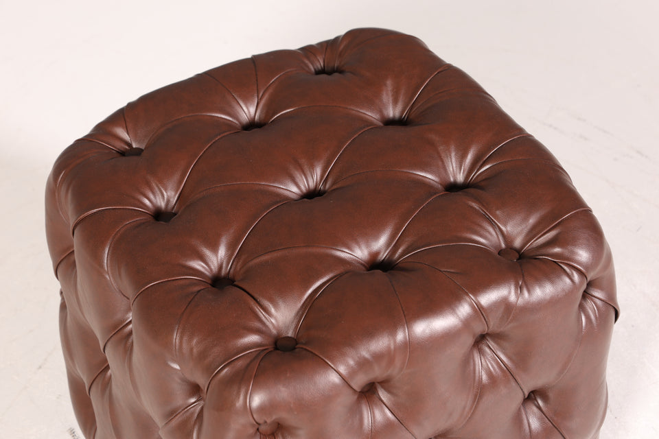 Elegant Chesterfield style stool footstool UK brown