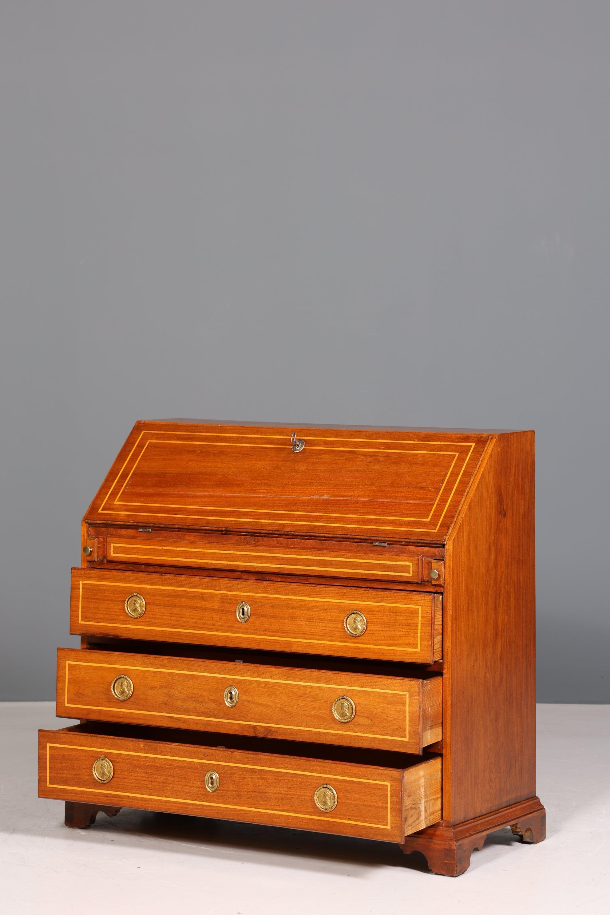 Beautiful English secretary real wood writing chest UK antique desk chest of drawers