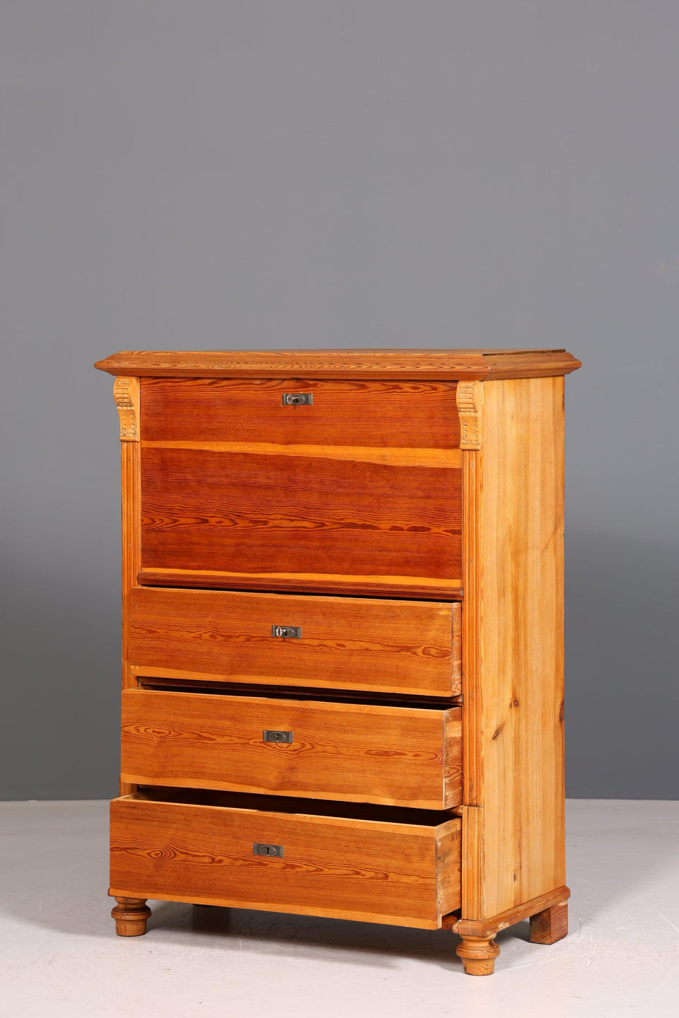 Beautiful Art Nouveau Secretary Vertiko Antique Softwood Chest of Drawers around 1890 Writing Chest