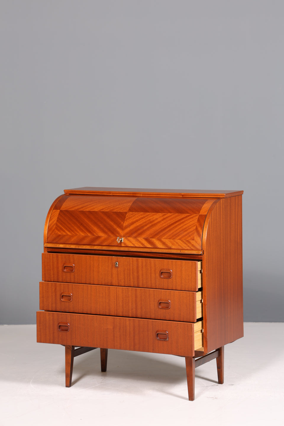 Wunderschöner Mid Century Rollladen Sekretär Danish Design Schreibtisch echt Holz  Schrank