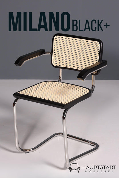 Wicker cantilever armchair &quot;Milano&quot; Made in Italy Black dining room chair rocking chair kitchen chair