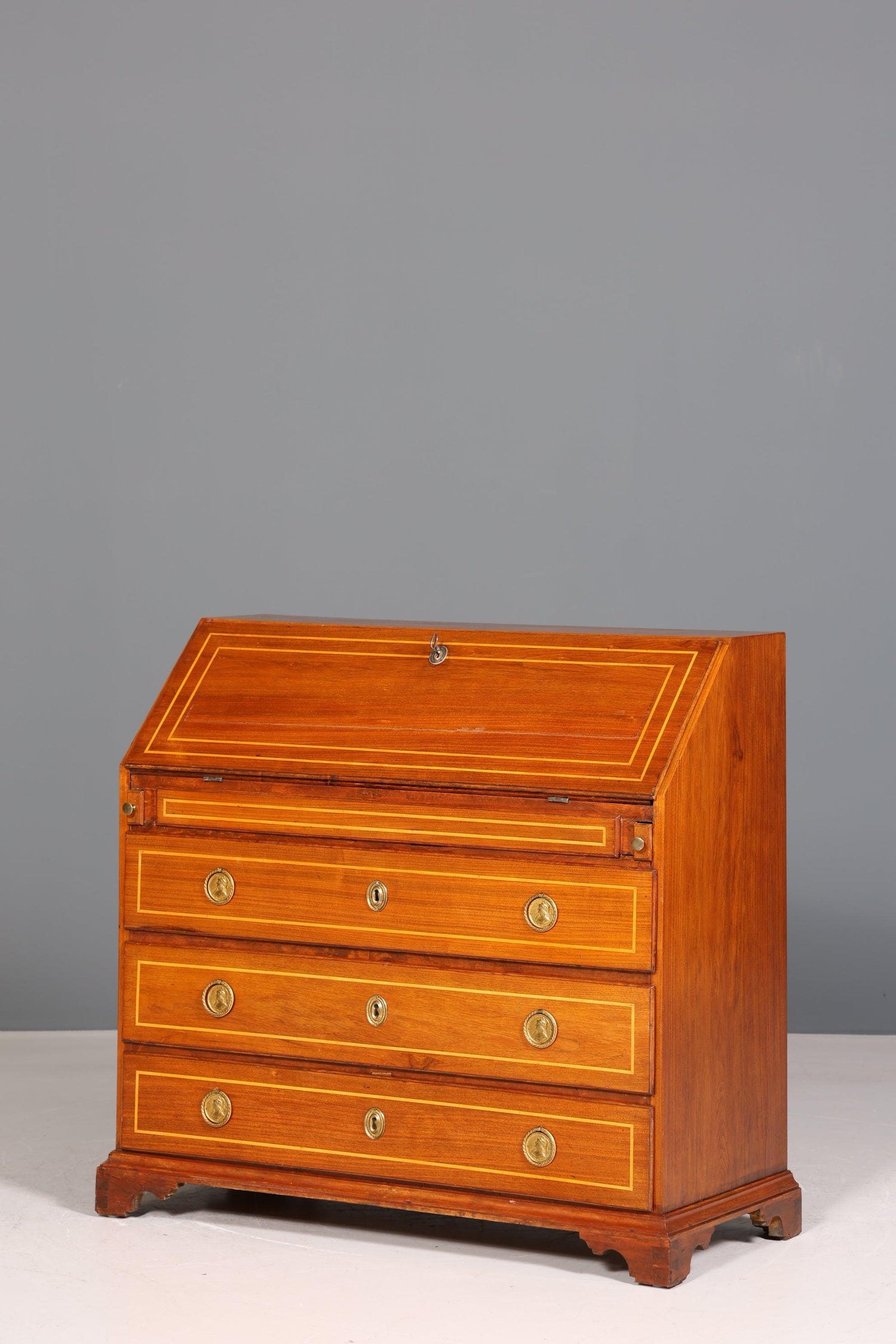 Beautiful English secretary real wood writing chest UK antique desk chest of drawers