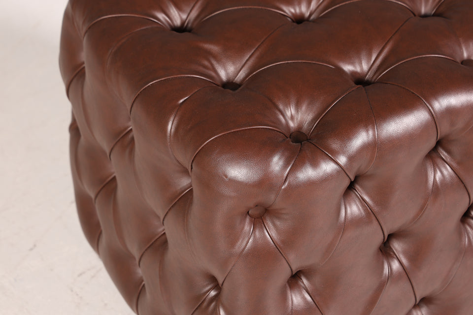 Elegant Chesterfield style stool footstool UK brown